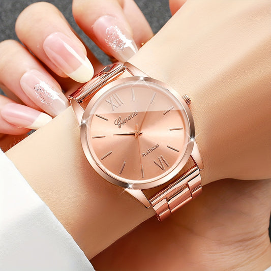 1pc Women'S Gift Watch with a Minimalist And Stylish Roman Numeral Dial, Suitable for Business And Casual Wear, Quartz Movement, Does Not Include a Watch Box